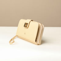Side view of beige Svana Wallet by Danilos in premium leather