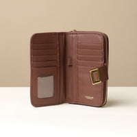Open brown Svana Wallet by Danilos in premium leather