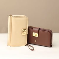 Beige and Brown Svana Wallet by Danilos in premium leather