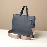 Side view of blue Executive Fenix Portfolio by Danilos in premium leather