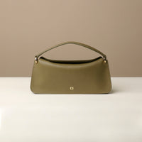 front view of olive Penelope Mini small leather handbag for versatile everyday use