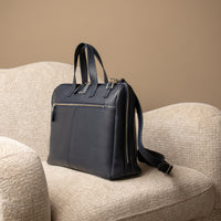 Side view of blue Anibal Briefcase by Danilos in premium leather