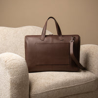 Back view of brown Anibal Briefcase by Danilos in premium leather