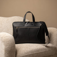 Front view of black Anibal Briefcase by Danilos in premium leather