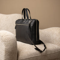 Side view of black Anibal Briefcase by Danilos in premium leather
