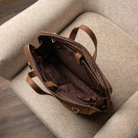 Top view of open Anibal Briefcase by Danilos in premium leather