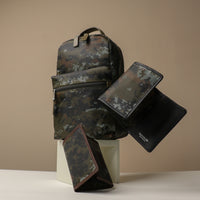 Trifold Slender Wallet in ballistic nylon and leather