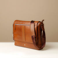 Angled View of a Brown Hoffman Vintage, premium leather accessory with classic design and refined details for timeless style