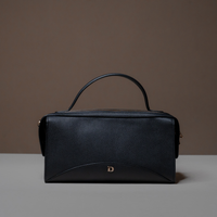 Front View of Black Avela Bag with top handle and detachable strap