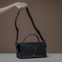 Black Avela Bag with top handle and detachable strap