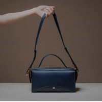 Blue Avela Bag with top handle and detachable strap