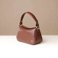 Side view of brown Hold Bag by Danilos in smooth leather