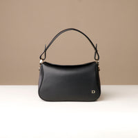 Front view of black Hold Bag by Danilos in smooth leather