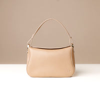 Front view of beige Hold Bag by Danilos in smooth leather