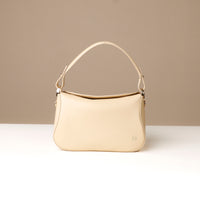 Front view of white Hold Bag by Danilos in smooth leather
