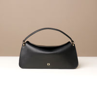 Front view of black Penelope Mini small leather handbag for versatile everyday use