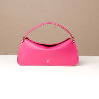 Front view of Pink Penelope Mini small leather handbag for versatile everyday use