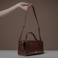 Brown Avela Bag with top handle and detachable strap