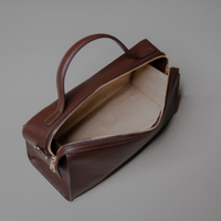 Top View of Brown Avela Bag with top handle and detachable strap