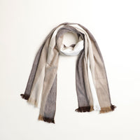 Scarf with gray and beige pattern on a white background
