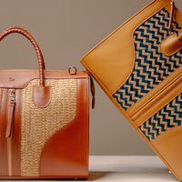 Eva Sofia Bag handcrafted with premium leather and woven natural fibers by Danilos