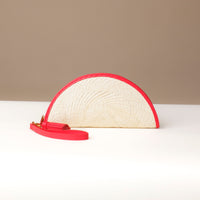 Clutch Agnes Junco ROT with red leather details, front view