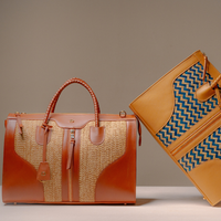 Eva Sofia Bag handcrafted with premium leather and woven natural fibers by Danilos