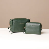 Two green Compact leather dopp kit for men and women by Danilos