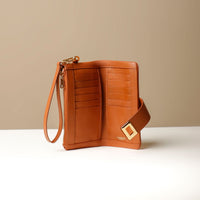 Open view of brown Danilos Catalina Wallet premium leather women’s wallet