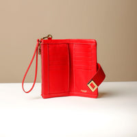 Open view of red Danilos Catalina Wallet premium leather women’s wallet