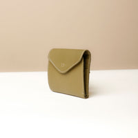 Side view of olive Danilo’s compact Anahí Wallet with card slots