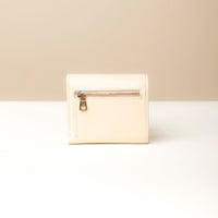 Back view of white Danilo’s compact Anahí Wallet with card slots