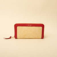 Red NatureHold Wallet handcrafted raffia and leather wallet by Danilo’s