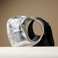 Two Soft Rounded Bag crescent leather top-handle handbag