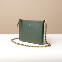 Side view of Pebble Leather Isabella Pouch