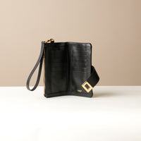 Open view of black Danilos Catalina Wallet premium leather women’s wallet