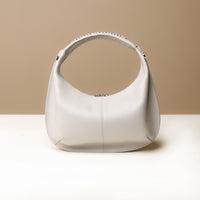 Back view of Soft Rounded Bag crescent leather top-handle handbag