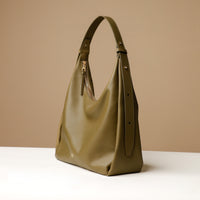 Side view of Olive Mia Minimale Sr. handcrafted luxury leather hobo bag