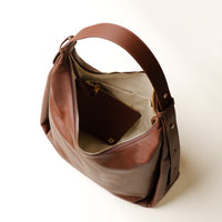 Open interior of Mia Minimale Sr. handcrafted luxury leather hobo bag