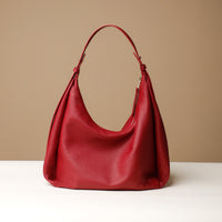 Back view of red Mia Minimale Sr. handcrafted luxury leather hobo bag