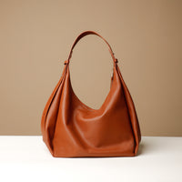 Back view of brown Mia Minimale Sr. handcrafted luxury leather hobo bag