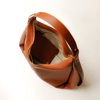 Open interior of brown Mia Minimale Sr. handcrafted luxury leather hobo bag