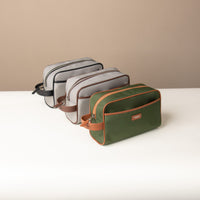 Trio collection of Fabricio leather toiletry bag with roomy interior and organized compartments, perfect for travel or everyday storage of essentials