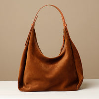 Tan Suede Mia Minimale – slouchy hobo bag with sculpted silhouette and adjustable leather strap