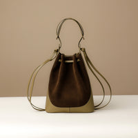 Green Suede Tulipa Bag – minimalist bucket-style handbag by Danilo’s