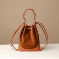 Suede Tulipa Bag in smooth suede with drawstring closure