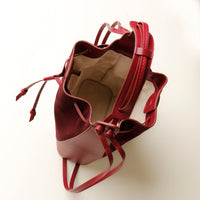 Top view of Red Suede Tulipa Bag with spacious open interior
