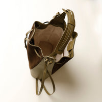 Top view of Green Suede Tulipa Bag with spacious open interior