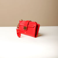 Side view of red Danilos Catalina Wallet premium leather women’s wallet