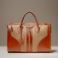 Front View of Eva Sofia Bag handcrafted with premium leather and woven natural fibers by Danilos
